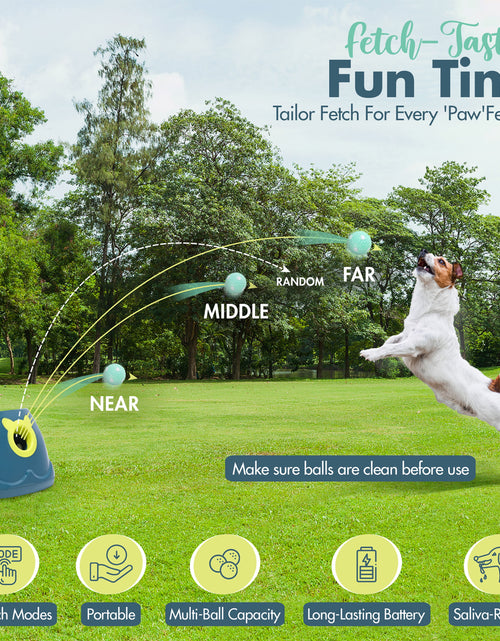 Load image into Gallery viewer, Automatic Dog Ball Launcher - Dog Ball Fetch Machine, Ball Thrower for Dogs, for Small to Medium Sized Dogs, Great Interactive Dog Toy with 6 Latex Balls, Dual Power Supply
