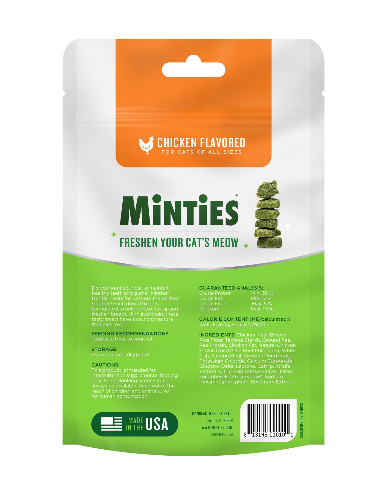 Teeth Cleaner Dental Cat Treats, Chicken Flavored, 2.5 Oz