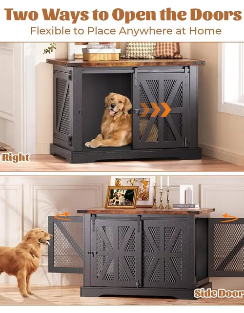 Load image into Gallery viewer, Dogs Crate Furniture, Heavy Duty Large Dogs Crate for Medium Large Dogs, XL Dog Crate Dog Kennel Indoor with Double Doors
