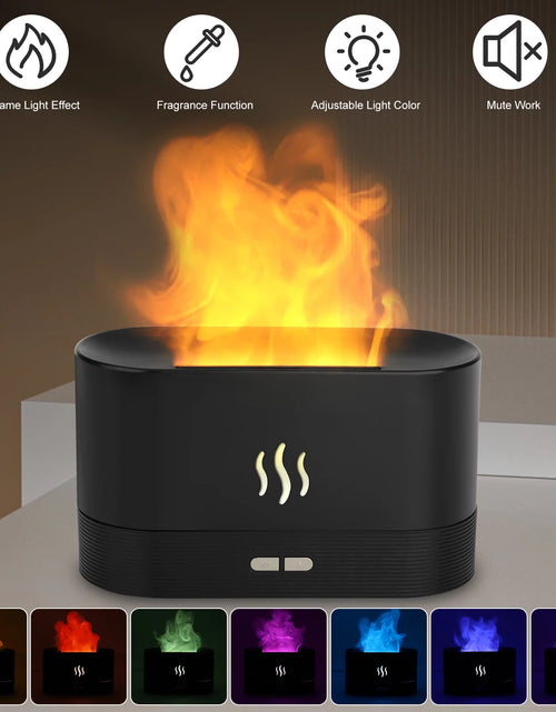 Load image into Gallery viewer, 180Ml Air Diffuse Essential Oil Humidifier,  Aroma Mist Diffuser with Fire 7 Color Change LED Light for Office Room
