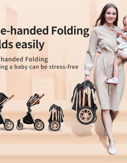 Load image into Gallery viewer, 3 in 1 Baby Travel System Infant Baby Stroller Pushchair High Landscape Reversible Foldable Portable Stroller Newborn Pram Recli
