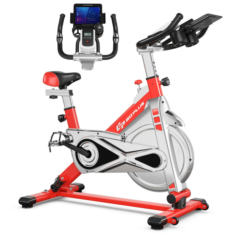 Stationary Silent Belt Adjustable Exercise Bike with Phone Holder and Electronic Display