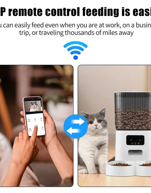 Load image into Gallery viewer, Automatic Pet Feeder with Camera for 2 Pets, 1080P Camera 5L Cat Feeder with 2 Stainless Steel Bowls, Two Way Talk, Remote APP Control Support 2.4G Wifi
