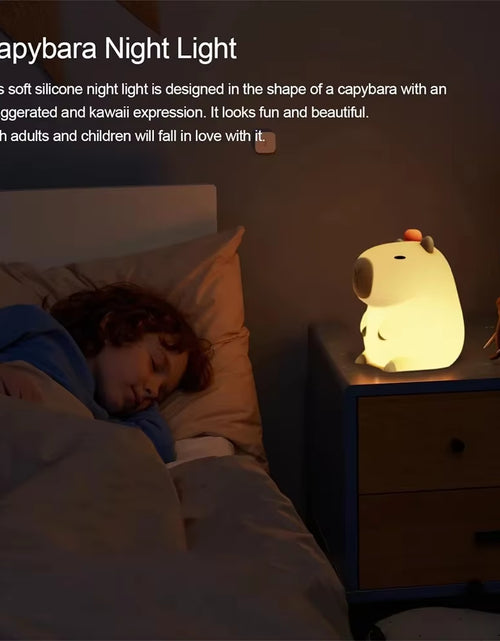 Load image into Gallery viewer, Silicone Capybara Night Lights Portable USB Rechargeable Animal Touch Control Lamp with Timing Function for Home Bedroom Decor
