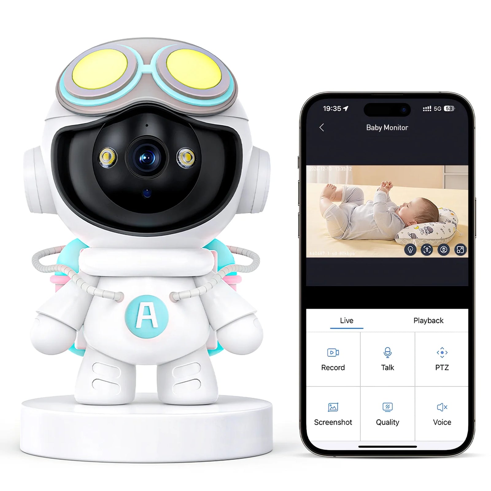 Baby Monitor, 360° Wireless 5G Nanny Cam with Safety Alerts, 4MP HD Wifi Camera for Human & Pet Detection, Home Security Camera with Two-Way Audio, Motion Tracking, IR Night Vision, Sleep Tracking