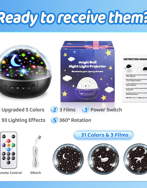 Load image into Gallery viewer, Night Light for Kids, 93 Lighting+3 Films Kids Night Light Projector, Remote+Dim
