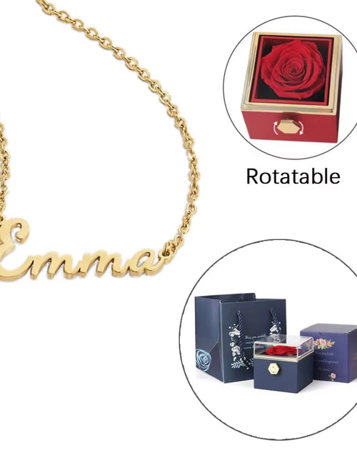 Load image into Gallery viewer, ETERNAL ROSE Box-Customized Name Necklace &amp; REALROSE Flower Gift Box Heart Customize Jewelry Valentine&#39;S Day Gift for Girlfriend
