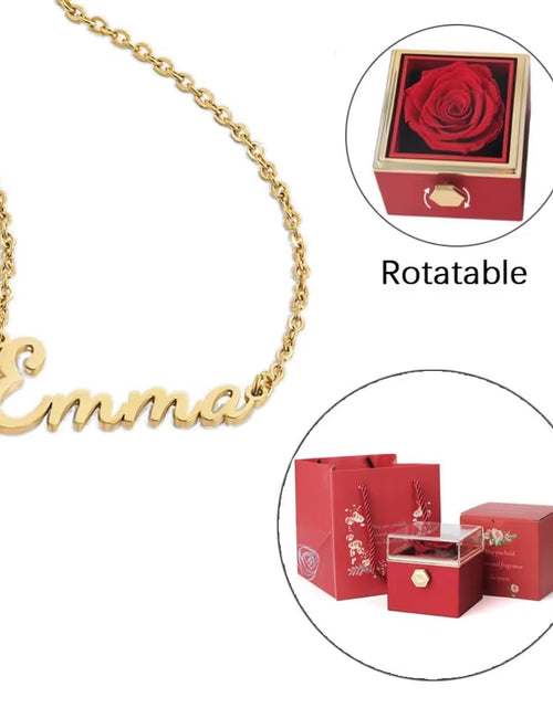 Load image into Gallery viewer, ETERNAL ROSE Box-Customized Name Necklace &amp; REALROSE Flower Gift Box Heart Customize Jewelry Valentine&#39;S Day Gift for Girlfriend
