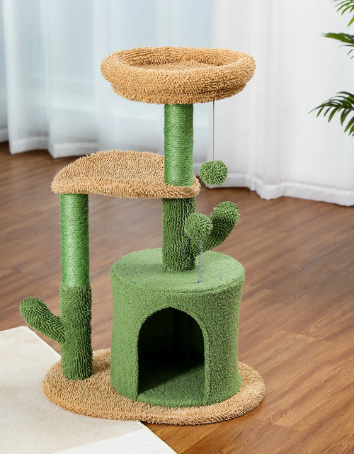 Load image into Gallery viewer, Festive Cat Scratching Post Cactus Tree Tower with Sisal Rope Cat Climbing Frame with Christmas Decoration
