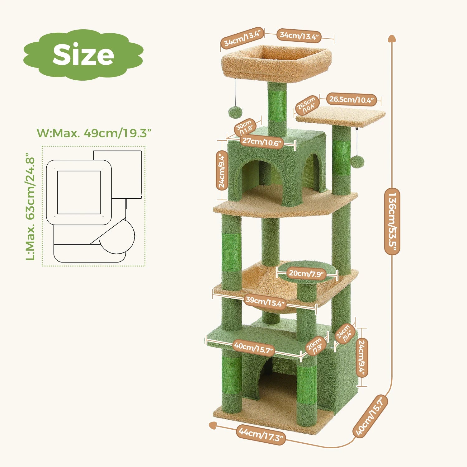 Multi-Level Cat Tree Luxury Cat Tower with Condo Hammock Cat Scrapers with Scratching Post Cat Accessories Cat Toy