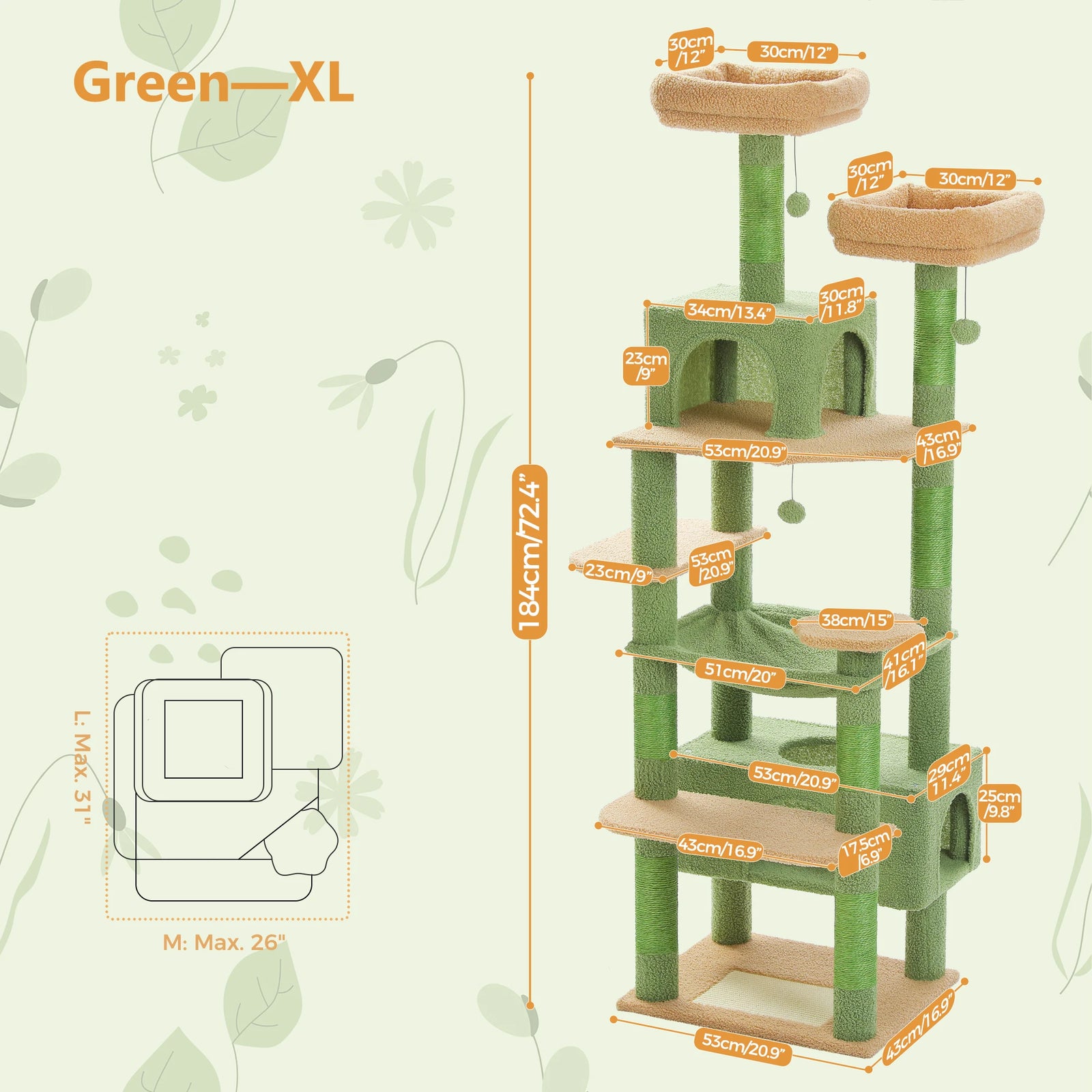 Multi-Level Cat Tree Luxury Cat Tower with Condo Hammock Cat Scrapers with Scratching Post Cat Accessories Cat Toy