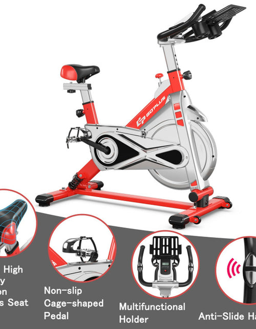 Load image into Gallery viewer, Stationary Silent Belt Adjustable Exercise Bike with Phone Holder and Electronic Display
