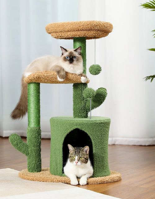 Load image into Gallery viewer, Festive Cat Scratching Post Cactus Tree Tower with Sisal Rope Cat Climbing Frame with Christmas Decoration
